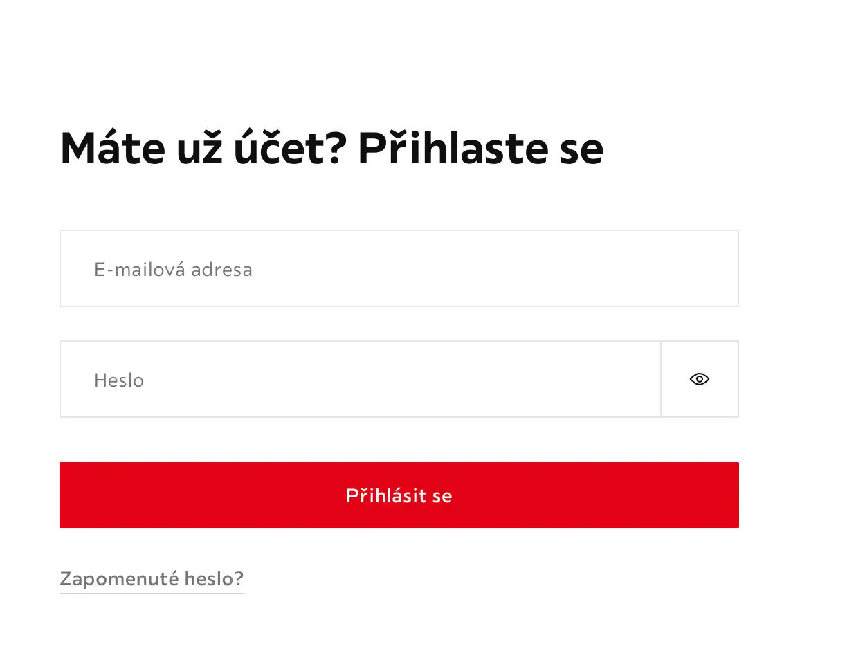 XXXLutz příklad formuláře pro registraci