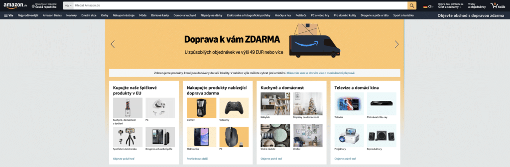 Navigační menu Amazonu - kam umístit menu webu?
