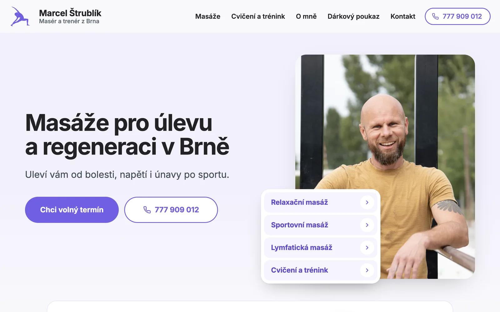 Tvorba webu pro maséra z Brna: nový web Marcela Štrublíka