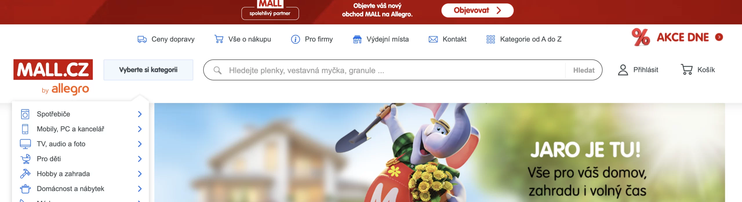 Lupa jako ikona vyhledávání - jak to má Mall.cz