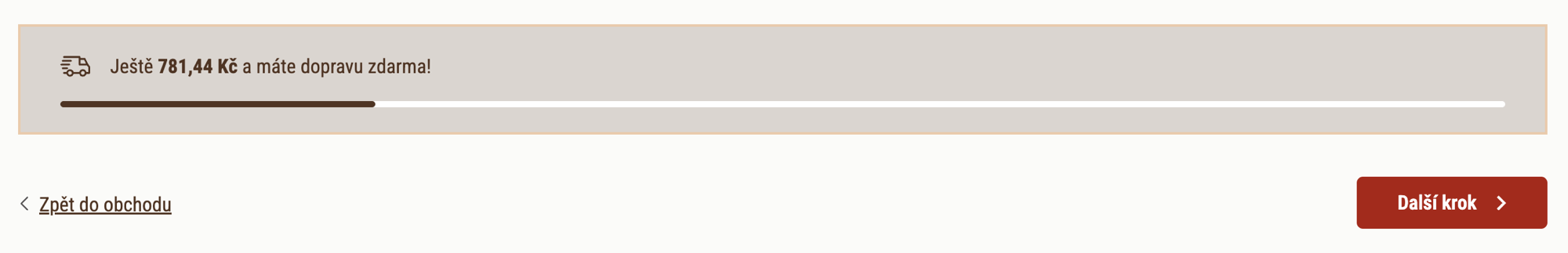 Progress bar dopravy zdarma v košíku