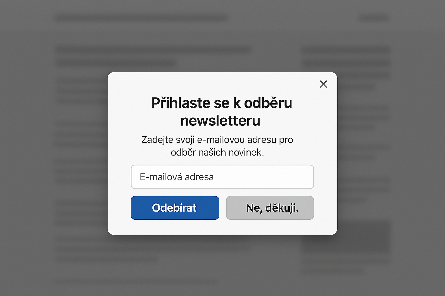 Pop-up je okno, které se objeví nad obsahem stránky.