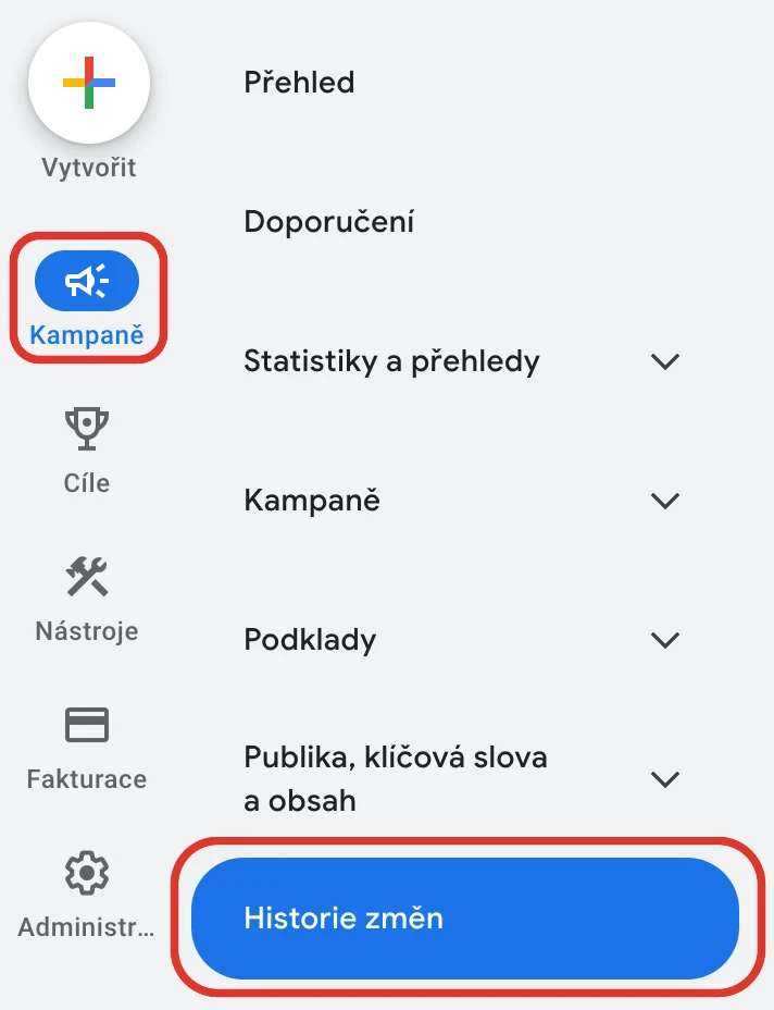Historie změn v Google Ads: kde zkontrolovat práci PPC specialisty nebo agentury