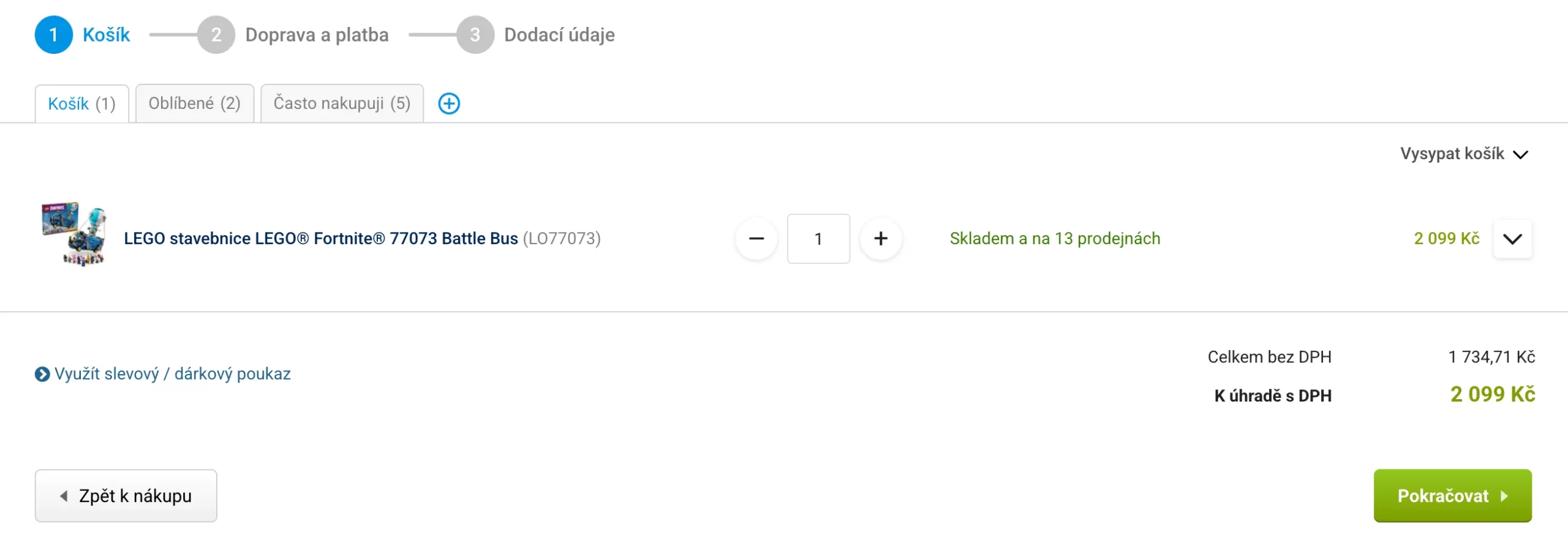 Kolik kroků v košíku mít ukázka