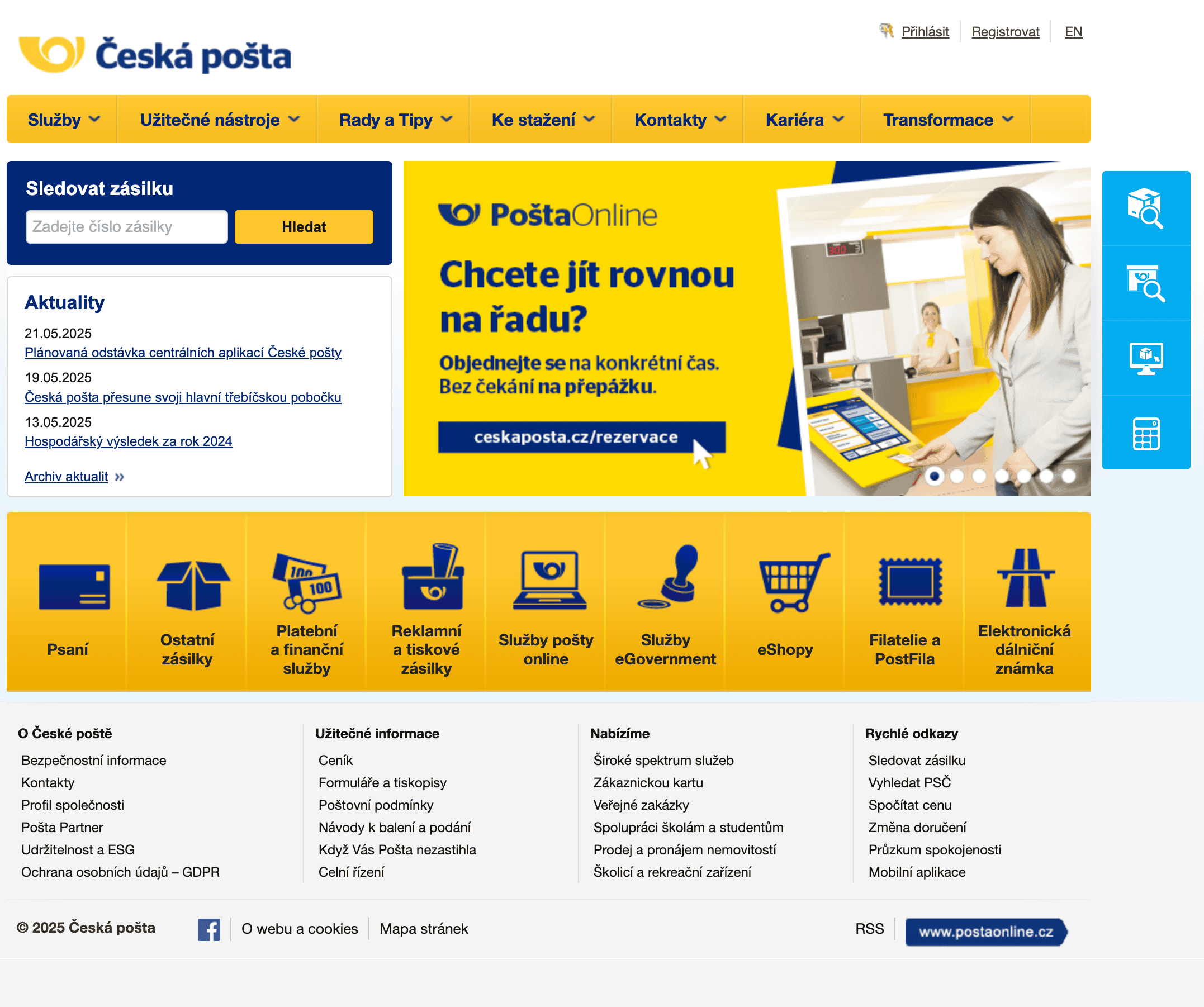 česká pošta příklad špatného webu a UX
