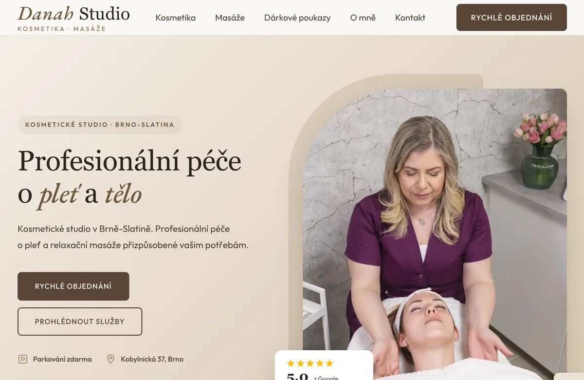 Nový web pro kosmetické studio Danah Studio v Brně