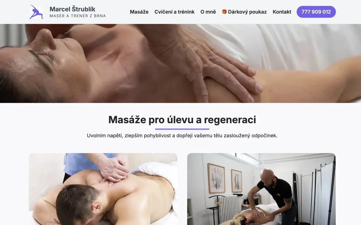 Úvodní stránka webu Marcela Štrublíka