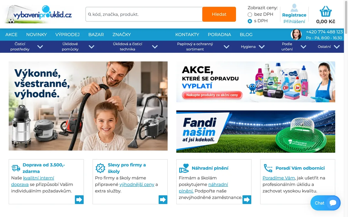 E-shop s profesionálním úklidovým vybavením