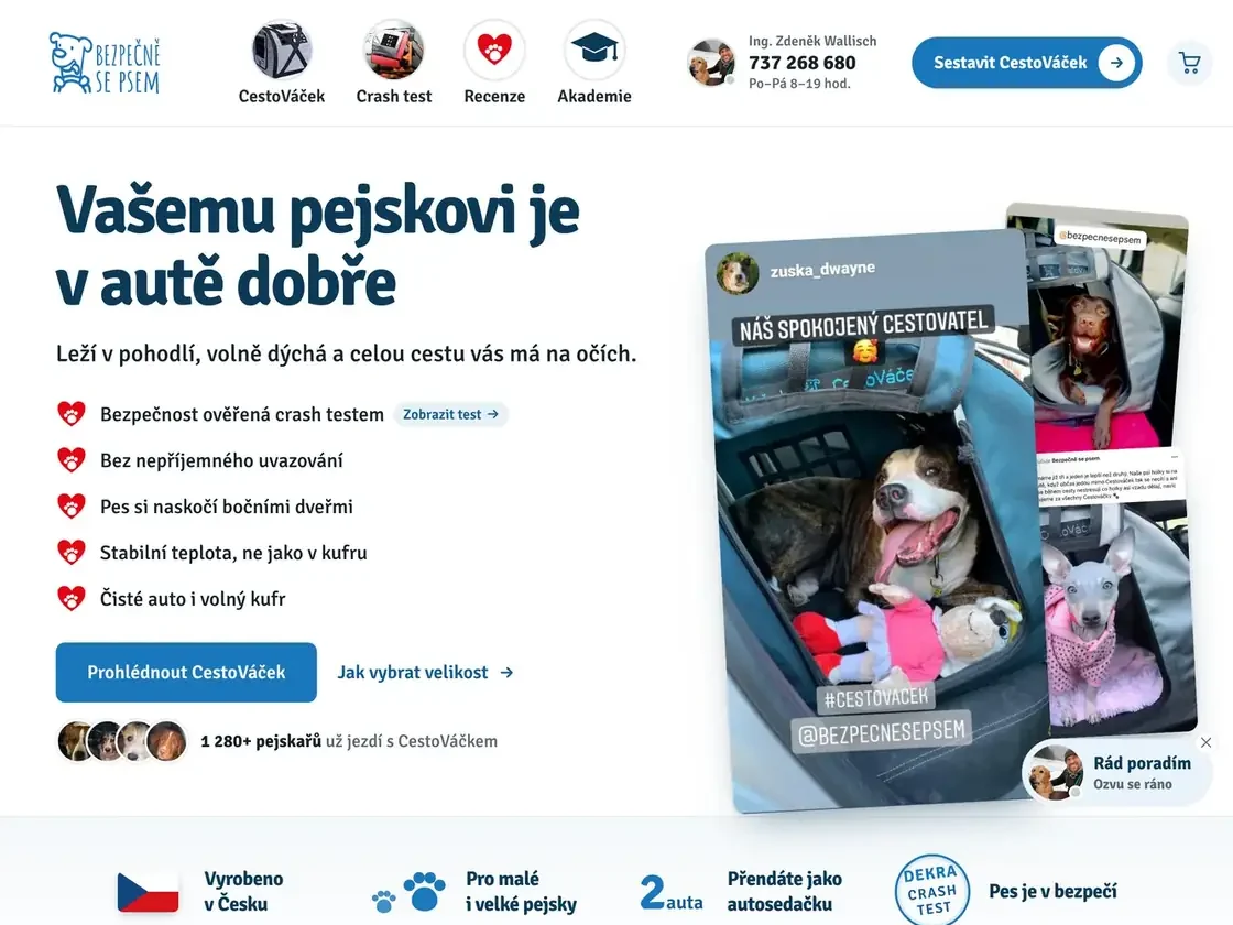Návrh webu pro obor Autosedačky pro psy