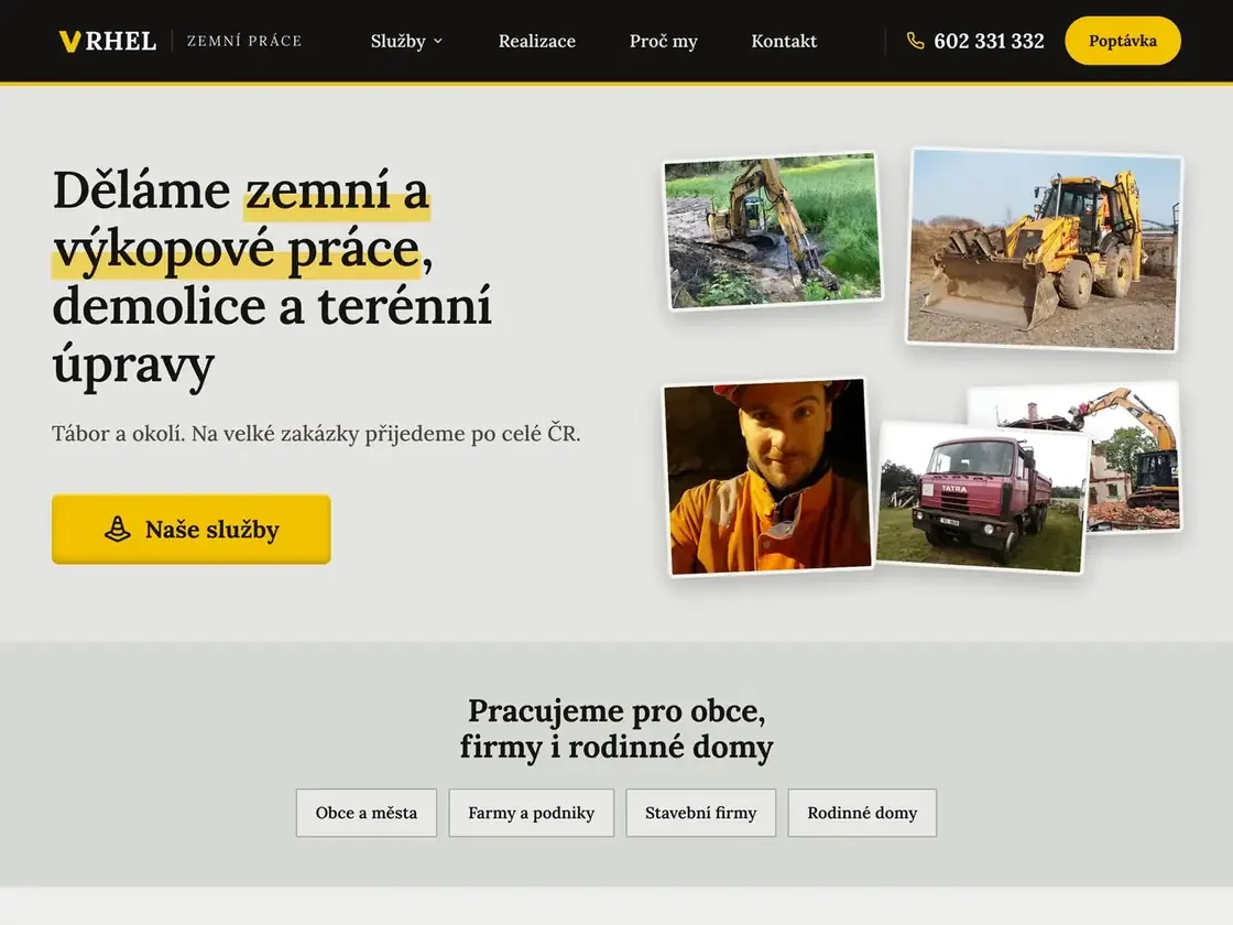 Návrh webu pro obor Zemní práce