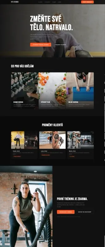 Tvorba webu pro fitness trenéra – ukázka designu
