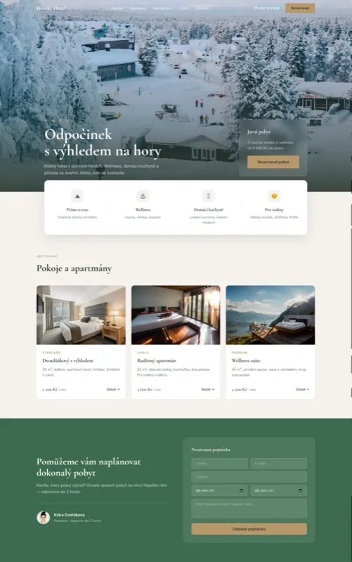Tvorba webu pro horský hotel – ukázka designu