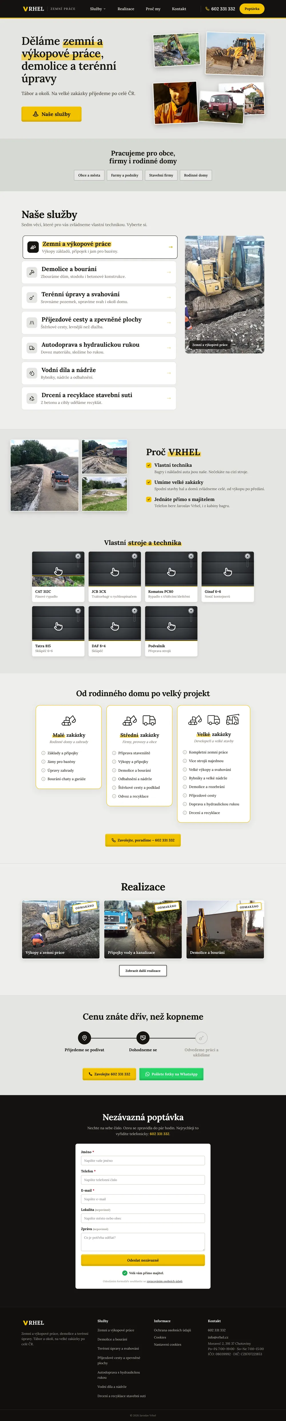 Web na míru – Zemní práce v Táboře
