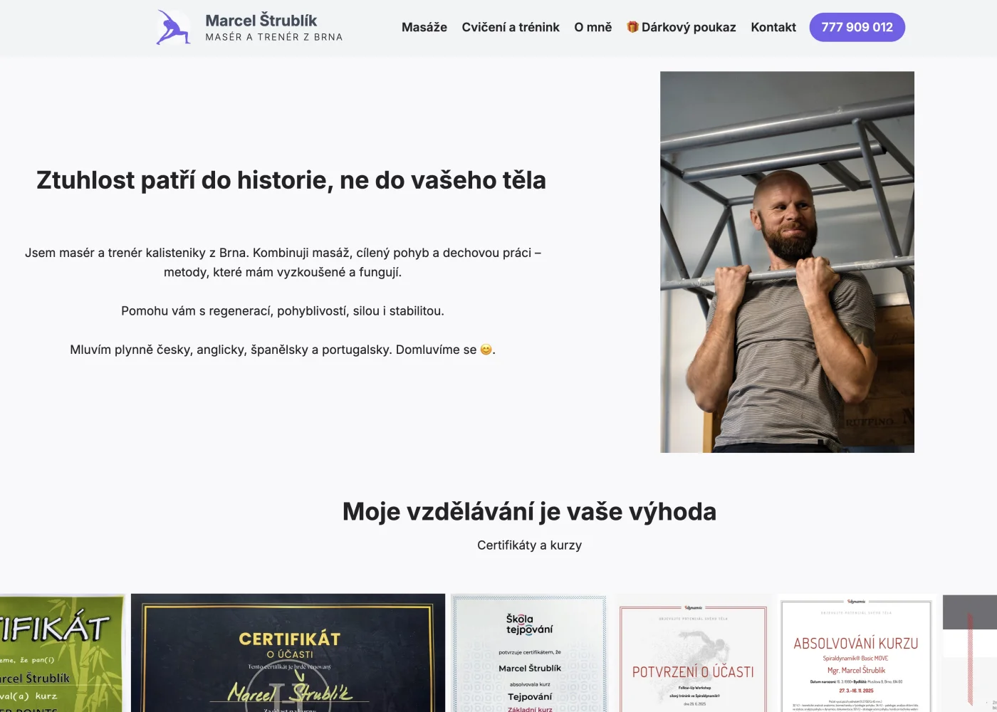 Web Marcel Štrublík – náhled