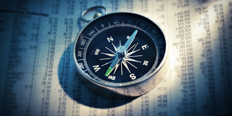 Kompas ukazující směr jako metafora zpětných odkazů