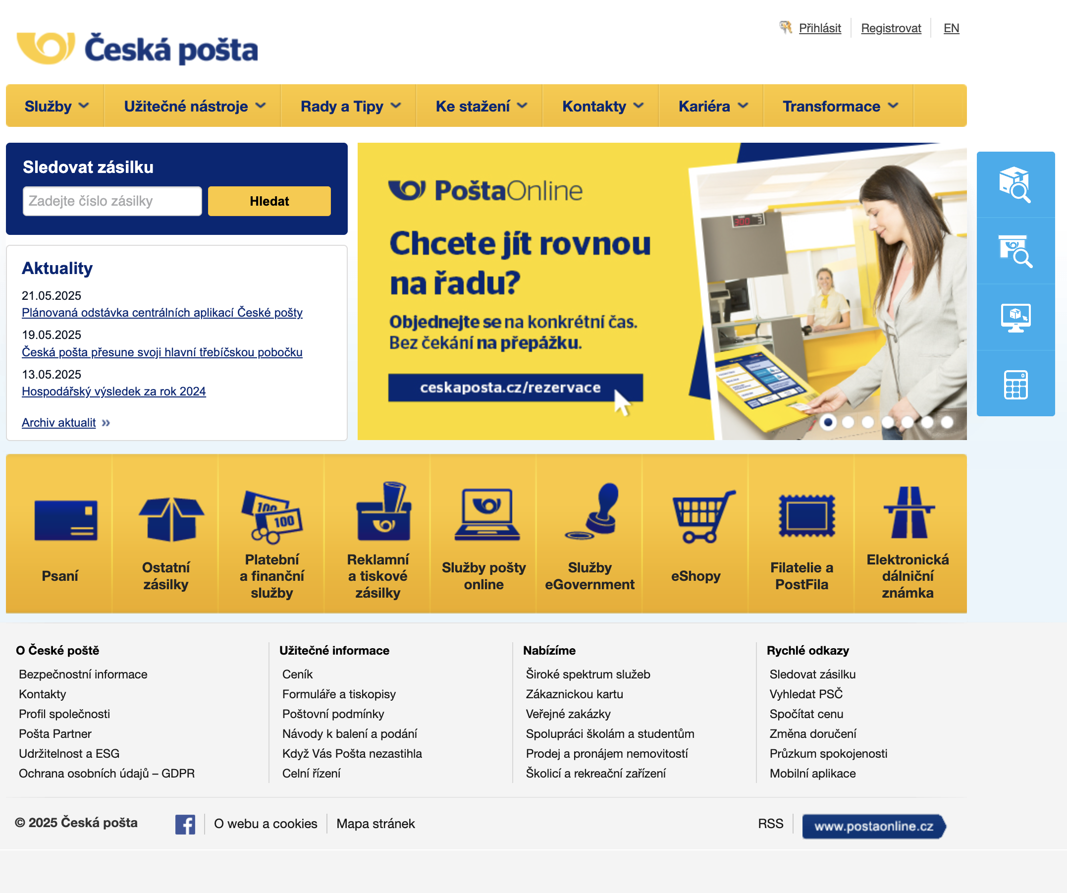 česká pošta příklad špatného webu a UX