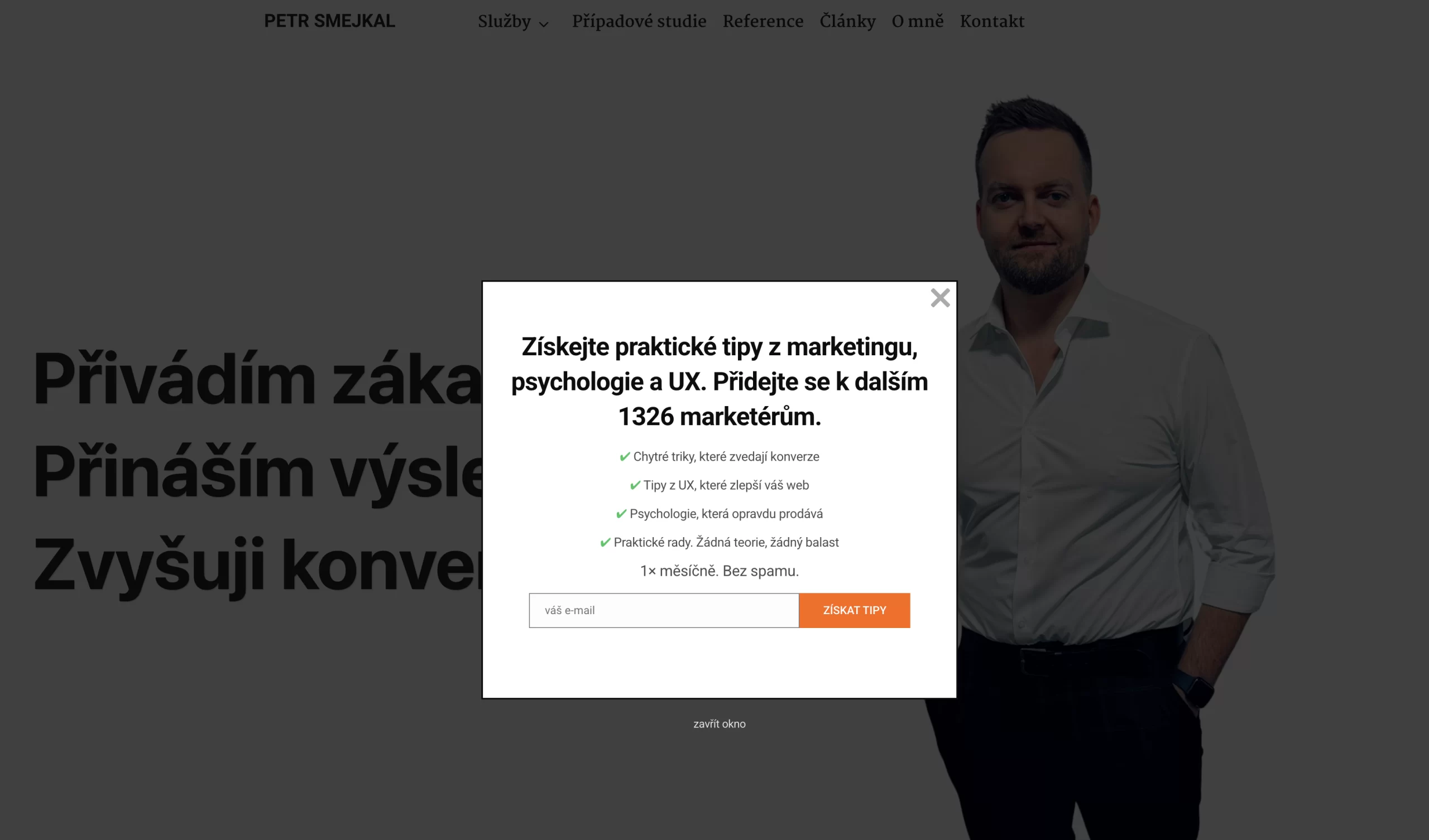 Případová studie newsletter a pop up